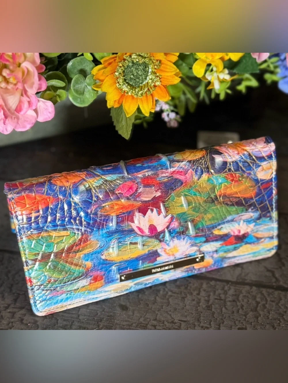 Brahmin Ady WaterLily Wallet NWT Pretty Floral Placement HTF PRICE FIRM $$$